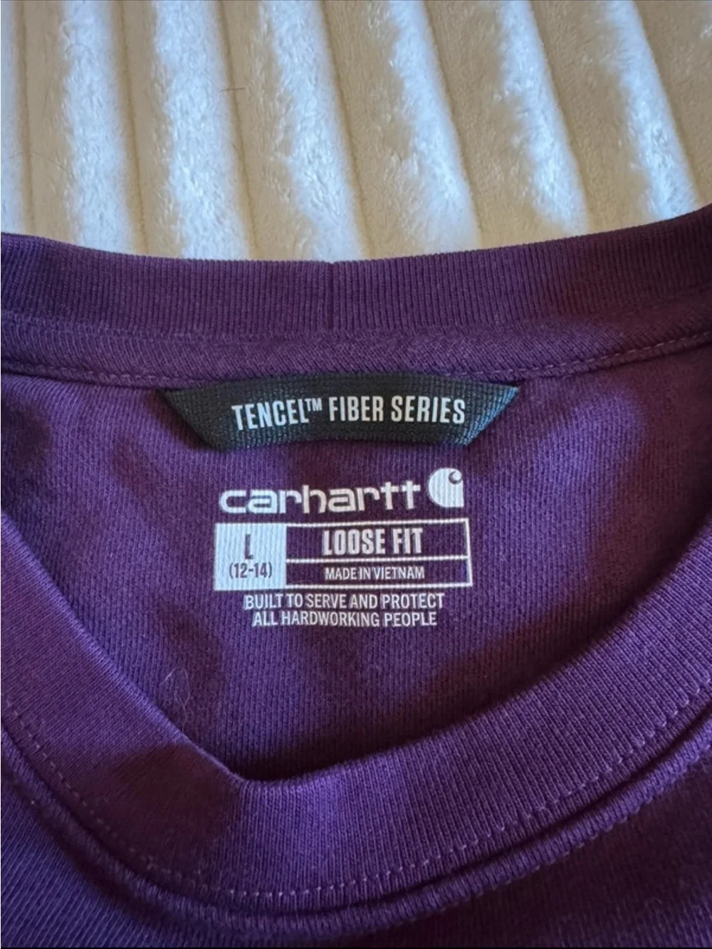 Carhartt Purple Crewneck Sweatshirt with Multicolor Sleeve Logo